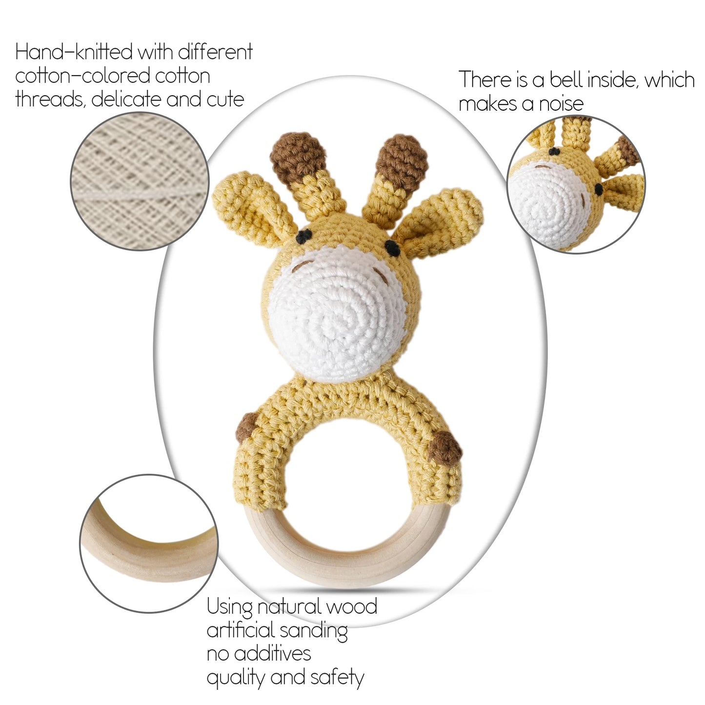 Wooden Baby Teether Crochet