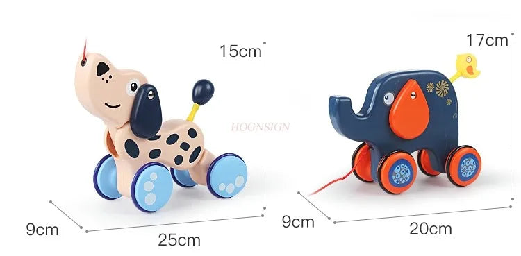 Leashed animal crawling toys